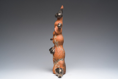 Yves Rhay&eacute; (1936-1995): Composition avec un lapin, terre cuite partiellement &eacute;maill&eacute;e