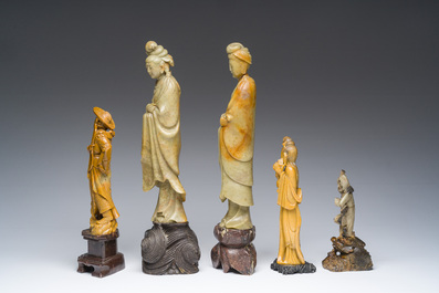 Collection vari&eacute;e de sculptures en pierre &agrave; savon, Chine, 19&egrave;me/20&egrave;me si&egrave;cle