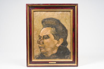 Hubert Malfait (1898-1971): 'Boerin' (portrait of a farmer), oil on board
