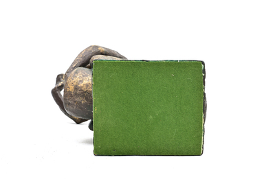 Arthur Dupagne (1895-1961): Le joueur de tam-tam, pl&acirc;tre patin&eacute; bronze