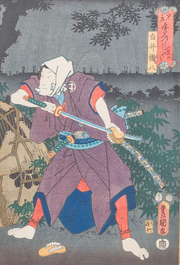A varied collection of eight Japanese Ukiyo-e woodblock prints, Meiji, 19th/20th C.