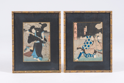 A varied collection of eight Japanese Ukiyo-e woodblock prints, Meiji, 19th/20th C.