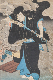 A varied collection of eight Japanese Ukiyo-e woodblock prints, Meiji, 19th/20th C.