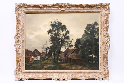 Charles Lebon (1906-1957): View of a farm yard, oil on canvas
