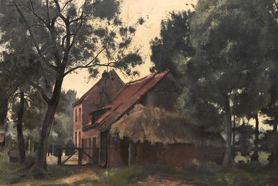 Charles Lebon (1906-1957): View of a farm yard, oil on canvas