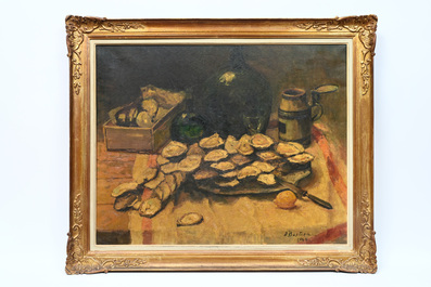 Alfred T. Bastien (1873-1955): Still life with oysters, oil on canvas, dated 1944