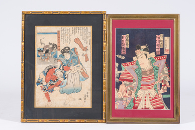 A varied collection of eight Japanese Ukiyo-e woodblock prints, Meiji, 19th/20th C.