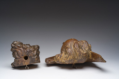 Quatre t&ecirc;tes d'angelots en bois sculpt&eacute;, 17&egrave;me si&egrave;cle et post&eacute;rieur