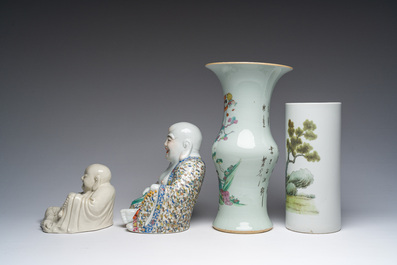 A varied collection of Chinese famille rose, qianjiang cai and blanc de Chine porcelain, 19th/20th C.