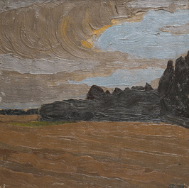 Belgische school, gemonogrammeerd A.S. (Albert Servaes, 1883-1966): Twee landschappen, olie op doek gemaroufleerd op board