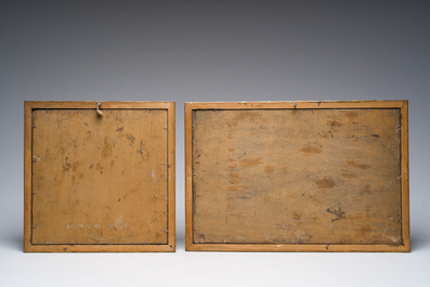 Belgische school, gemonogrammeerd A.S. (Albert Servaes, 1883-1966): Twee landschappen, olie op doek gemaroufleerd op board