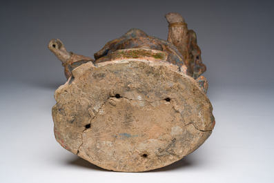 Vierge &agrave; l'Enfant en terre cuite polychrome, Italie, 18&egrave;me si&egrave;cle