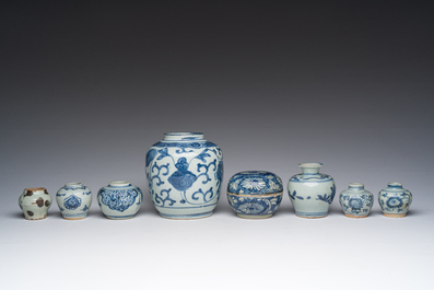 Collection vari&eacute;e en porcelaine de Chine bleu et blanc, Ming