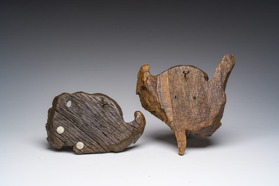 Deux t&ecirc;tes d'anges en ch&ecirc;ne sculpt&eacute;, Flandres, 18&egrave;me si&egrave;cle