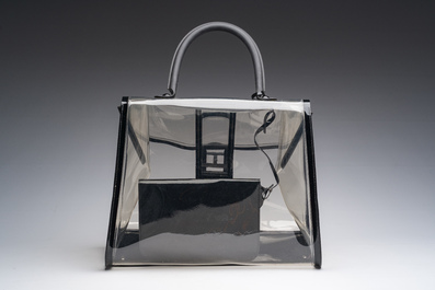 Sac &agrave; main Delvaux 'Brillant X-Ray' en PVC transparent avec d&eacute;tails en cuir noir, Belgique, 21&egrave;me si&egrave;cle
