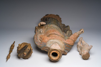 Vierge &agrave; l'Enfant en terre cuite polychrome, Italie, 18&egrave;me si&egrave;cle