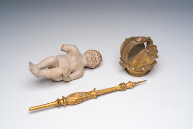 Vierge &agrave; l'Enfant en terre cuite polychrome, Italie, 18&egrave;me si&egrave;cle