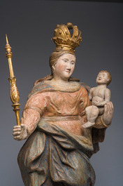 Vierge &agrave; l'Enfant en terre cuite polychrome, Italie, 18&egrave;me si&egrave;cle