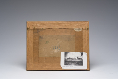 Deux gravures encadr&eacute;es repr&eacute;sentant des vues d'Anvers et une de la Grande Iconoclasme d'apr&egrave;s Jan Luyken, 19&egrave;me si&egrave;cle