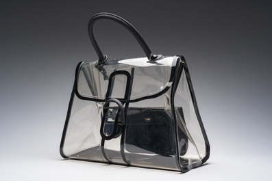 Sac &agrave; main Delvaux 'Brillant X-Ray' en PVC transparent avec d&eacute;tails en cuir noir, Belgique, 21&egrave;me si&egrave;cle