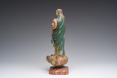 Sculpture de l'Immacul&eacute;e Conception de Marie en bois sculpt&eacute; et polychrome, sud de l'Europe, 18&egrave;me si&egrave;cle