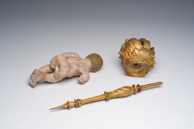 Vierge &agrave; l'Enfant en terre cuite polychrome, Italie, 18&egrave;me si&egrave;cle