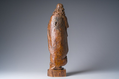 A Flemish patinated wooden 'John of Patmos' sculpture, ca. 1800