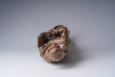 A Flemish patinated wooden 'John of Patmos' sculpture, ca. 1800