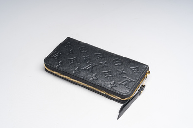 A black leather Louis Vuitton 'Cl&eacute;mence Wallet' with the original packaging, 21st C.