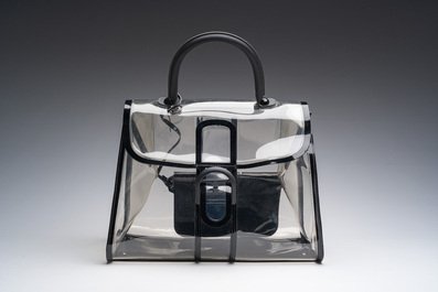 Sac &agrave; main Delvaux 'Brillant X-Ray' en PVC transparent avec d&eacute;tails en cuir noir, Belgique, 21&egrave;me si&egrave;cle