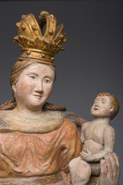 Vierge &agrave; l'Enfant en terre cuite polychrome, Italie, 18&egrave;me si&egrave;cle