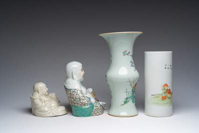 A varied collection of Chinese famille rose, qianjiang cai and blanc de Chine porcelain, 19th/20th C.