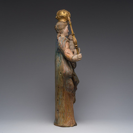 Vierge &agrave; l'Enfant en terre cuite polychrome, Italie, 18&egrave;me si&egrave;cle