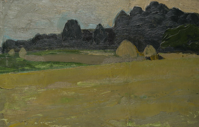 Belgische school, gemonogrammeerd A.S. (Albert Servaes, 1883-1966): Twee landschappen, olie op doek gemaroufleerd op board