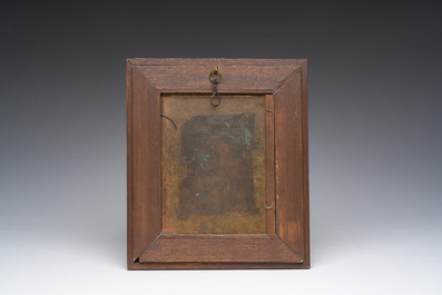 &Eacute;cole flamande: L'apparition du Christ &agrave; sainte Th&eacute;r&egrave;se d'Avila, huile sur cuivre, 17&egrave;me si&egrave;cle