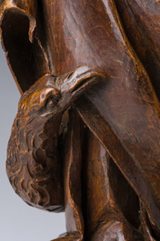 A Flemish patinated wooden 'John of Patmos' sculpture, ca. 1800