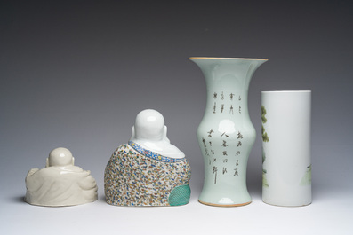 A varied collection of Chinese famille rose, qianjiang cai and blanc de Chine porcelain, 19th/20th C.