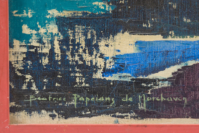 Beatrice P. de Morchoven (1943): Composition, huile s. toile, d. 1969 &amp; Guy Vandenbranden (1926-2014): Comp., s&eacute;rigraphie, &eacute;d. 64/100, d. (19)73