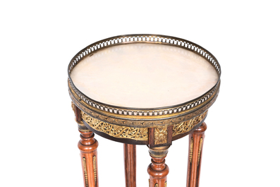 A French wooden gaming table and two side tables, 19th/20th C.