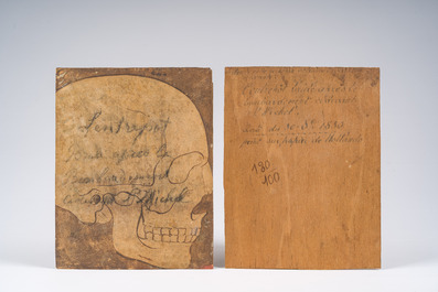 Ecole belge: 'L'entrep&ocirc;t br&ucirc;l&eacute; apr&egrave;s le bombardement', huile sur papier, Anvers, dat&eacute; 30 octobre 1830