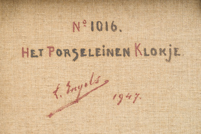 L&eacute;o Engels (1882-1952): 'Tegenlicht' et 'Het porseleinen klokje', huile sur toile, dat&eacute; 1947 et 1949