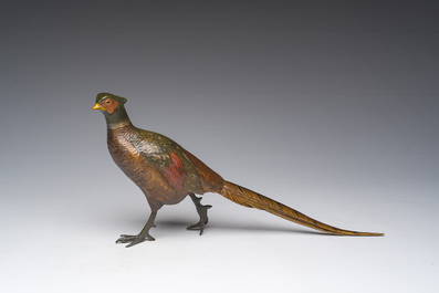 Illegibly signed: A Viennese polychrome cold painted bronze model of a pheasant, 19th/20th C.
