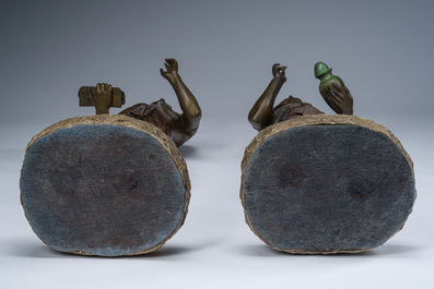 Emile Louis Picault (1833-1915): The Egyptian high priest Pastophore and the Egyptian scribe Hierogrammate, patinated bronze, 20th C.