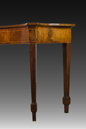 An English George III mahogany veneered one-drawer serving or side table, 19th C.