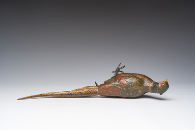 Illegibly signed: A Viennese polychrome cold painted bronze model of a pheasant, 19th/20th C.