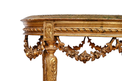 A French wooden gaming table and two side tables, 19th/20th C.