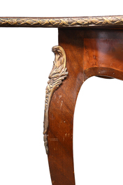 A French wooden gaming table and two side tables, 19th/20th C.