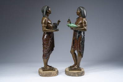 Emile Louis Picault (1833-1915): The Egyptian high priest Pastophore and the Egyptian scribe Hierogrammate, patinated bronze, 20th C.