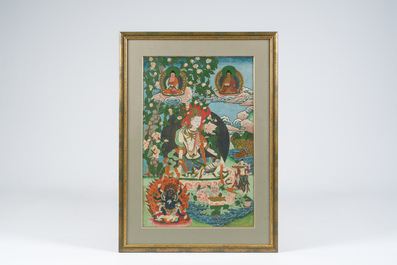 Deux miniatures indiennes et une thangka figurant 'Khasarpani', N&eacute;pal ou Tibet, 19&egrave;me/20&egrave;me si&egrave;cle