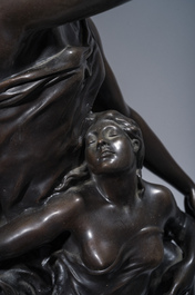 Emile Louis Picault (1833-1915): 'Maintenant sous le ciel tout repose Lamartine', brown patinated bronze alloy on a marble base, 20th C.